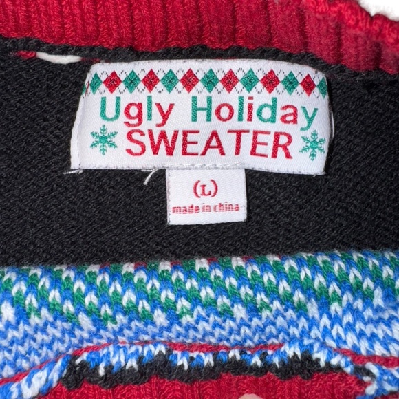 UGLY CHRISTMAS  SWEATER MENS SIZE LARGE “LET IT GLOW” REINDEER W/ SUNGL… - Picture 4 of 5